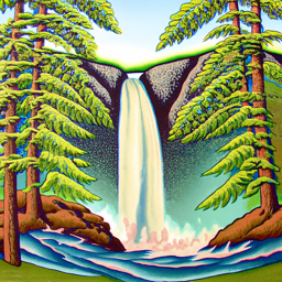 Lithograph of a waterfall